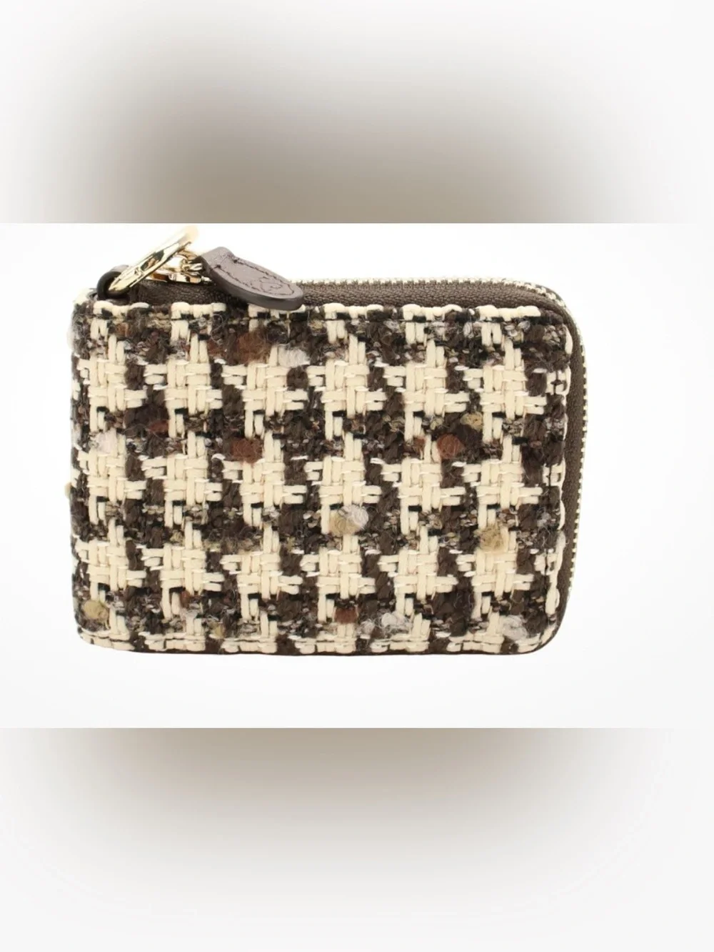 SANDRO Wallet Women's ONE SIZE Zip Around Quilted Card Coin Pocket Houndstooth